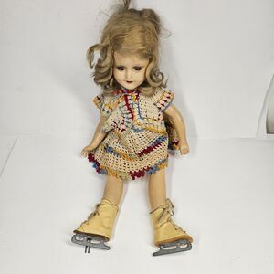 Sonja Henie Ice Skater Vintage Composition Doll 16" 1940s